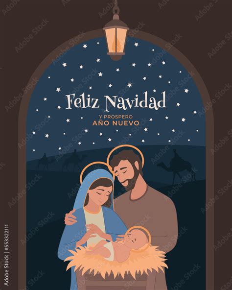 Feliz navidad Pesebre Nochebuena Ilustración de la sagrada familia