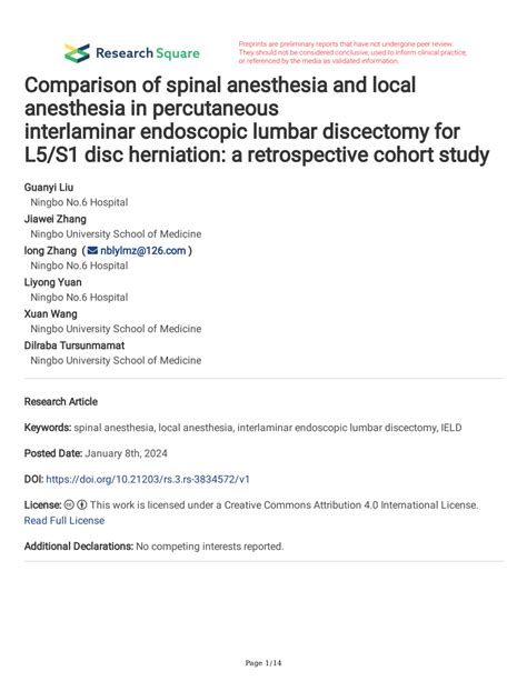 Pdf Comparison Of Spinal Anesthesia And Local Anesthesia In