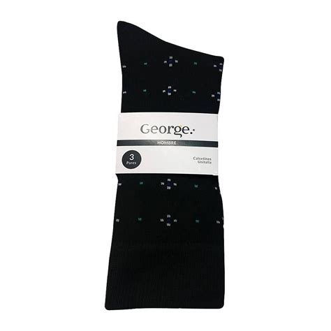 Calcetines George Para Hombre Rombos Negro 3 Pares Unitalla Walmart