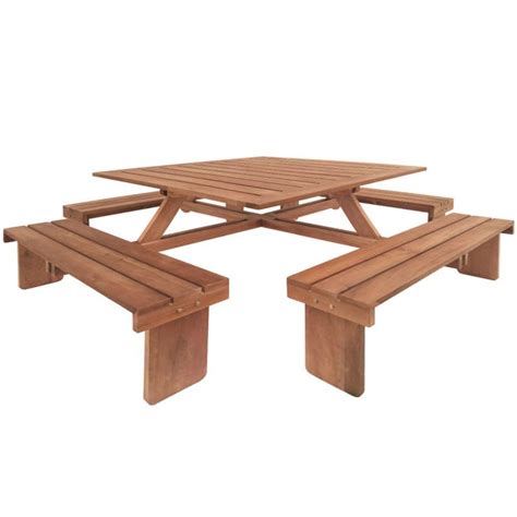 Table De Pique Nique Carr E En Bois Dur Tuindeco