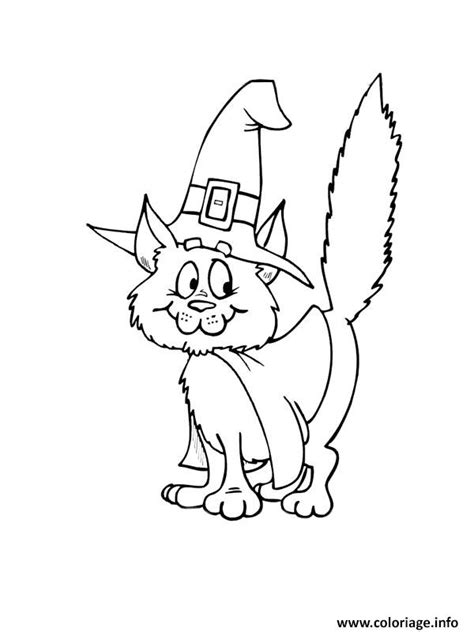 Coloriage Chat Halloween Sorciere Dessin Chat à imprimer