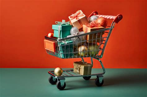A Shopping Cart Full Of Christmas Presents And T Boxes Festive