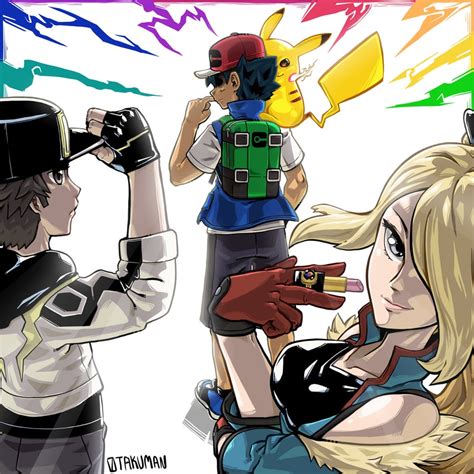 Pikachu Ash Ketchum Red Cynthia Cynthia And 1 More Pokemon And 4