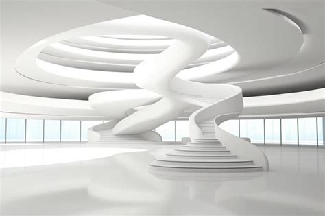 Premium AI Image A White Spiral Staircase In A Modern Building