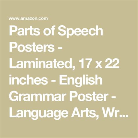 Parts Of Speech Posters Laminated 17 X 22 Inches English Grammar Poster Language Arts