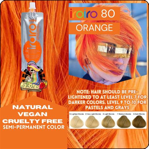 [i Love To Dye] Iroiro 80 Orange Natural Vegan Cruelty Free Semi Permanent Hair Color Shopee