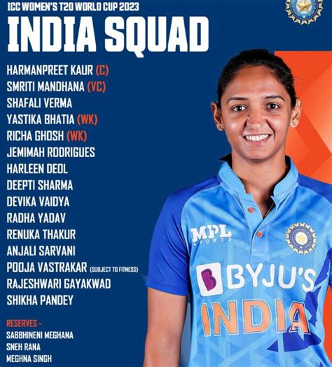 India Women T20 Squad World Cup 2023 India Womens Roster T20 Wc 2023 South Africa The