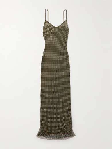 SELF PORTRAIT Crystal Embellished Fishnet Gown NET A PORTER