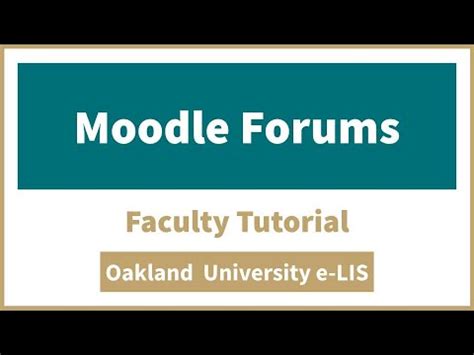 Moodle Forums Faculty Tutorial Oakland University YouTube