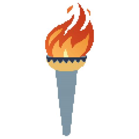 Pixel Flaming Torch Cartoon Torch Withe Flame Burning Fire Or Flame