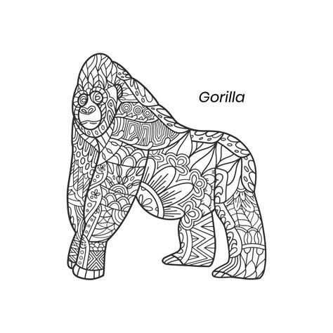 Gorilla Zentangle Mandalas 21848378 Vector Art At Vecteezy