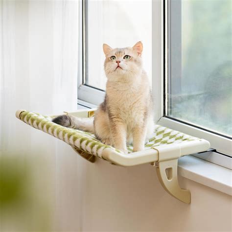 Mewoofun Window Sill Mount Cat Perch For Indoor Cats One Step Sliding