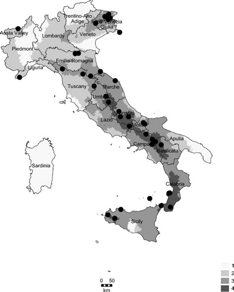 Seismic Hazard Map Of Italy Source Authors Elaboration From Italian