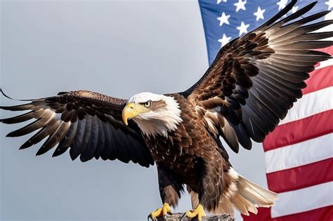 Premium Photo Eagle With American Flag Flies In Freedom