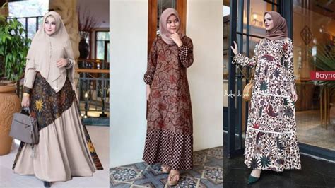 Gambar Model Gamis Batik Kombinasi Terbaru Pulp