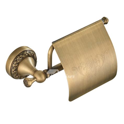 Antique Brass Toilet Paper Holder Bathroom Single Roll Wall Mount