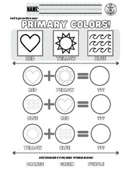 Primary Colors Worksheet by The Art Mermaid | Teachers Pay Teachers