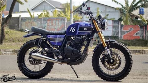 Modifikasi Yamaha Scorpio Aliran Scrambler Tampang Makin Off