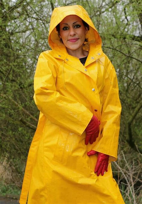 Yellow Pvc Hooded Raincoat Rain Jacket Women Rainwear Girl Rain Wear