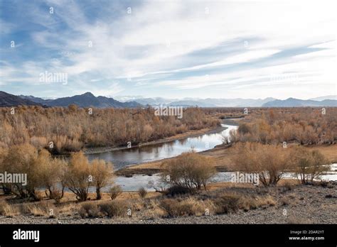 Landscape River Hovd Altai Mongolia Stock Photo Alamy