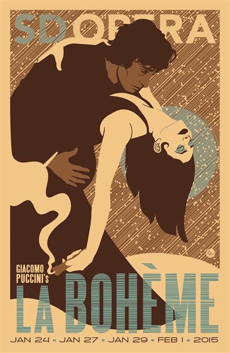 Puccini s La Boheme poster from the San Diego Opera Affiches rétro