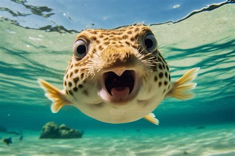 Poisson Araffe à Bouche Ouverte Dans Leau Avec Sa Bouche Grande