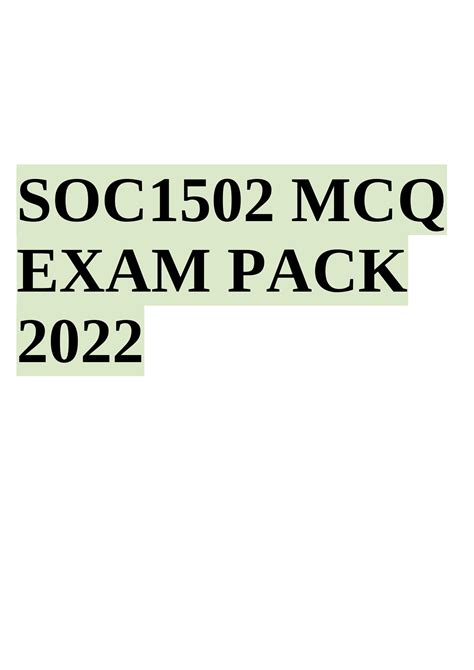 SOLUTION Stuvia 1668148 Soc1502 Mcq Exam Pack 2022 Studypool