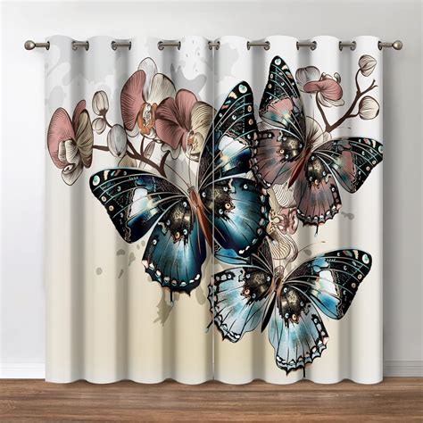 Amazon Jekeno Art Floral Butterfly Print Blackout Curtains