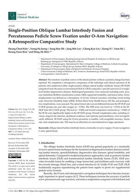 Pdf Single Position Oblique Lumbar Interbody Fusion And Percutaneous