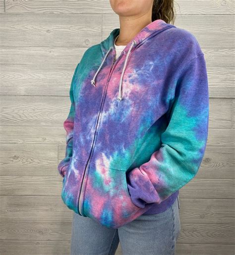 Tie Dye Zip Up Hoodie Jewel Loungewear Etsy