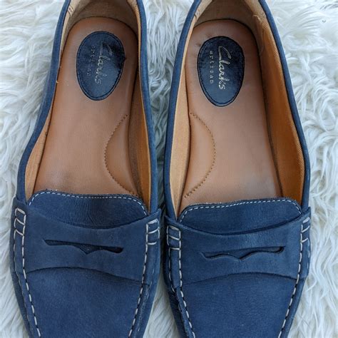 Clarks Artisan Navy Blue Leather Loafers Size 75w Gem