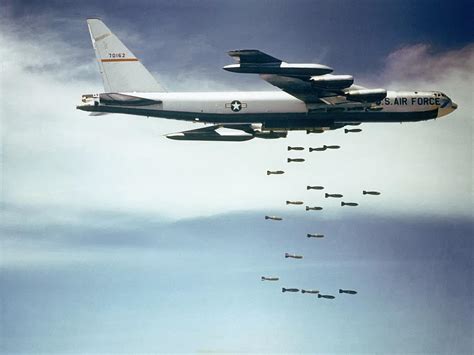 B-52F nicknamed "Casper The Friendly Ghost" dropping bombs over Vietnam ...