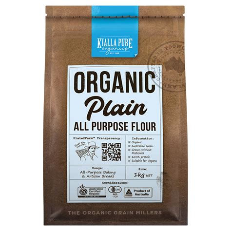 Organic Unbleached Plain Flour 1kg Kialla Pure Foods