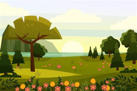 M O Desenhada Paisagem De Primavera Vetor Gr Tis