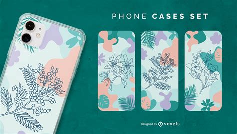 Baixar Vetor De Conjunto De Capas De Telefone De Flores E Formas Abstratas