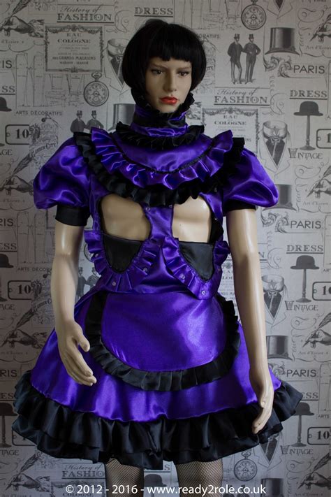 Candy Cupcake Corseted Sissy Purple And Black Satin Dress Ready2role