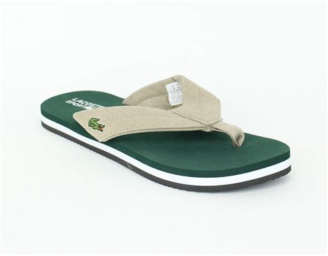 Lacoste Mens Randle Flip Flops Tbr Spm Canvas Naturaldark Green 7