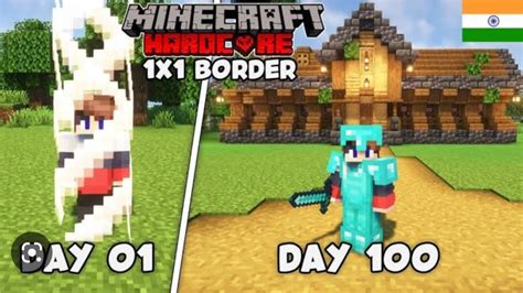 Minecraft 100 Day Survive In 1X1 Border In Hardcore YouTube