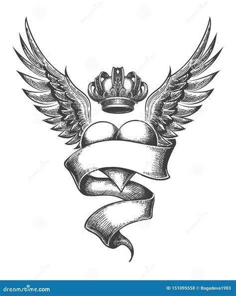 Wings. Tattoo Design Elements Cartoon Vector | CartoonDealer.com #14932765