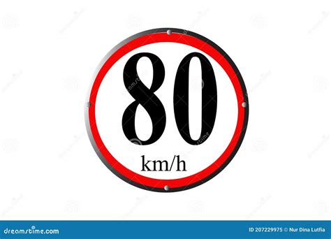 Symbol Transportasi Traffic Road Sign 80 Km Maximum Speed Stock Vector