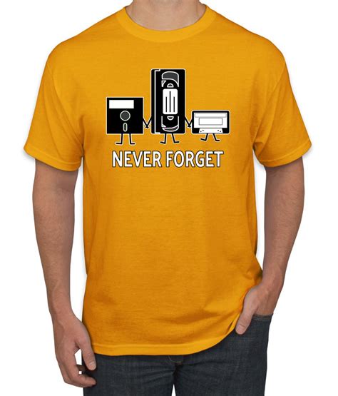 Never Forget Floppy Disk Vhs Cassette Tape Humor Men S Graphic T Shirt Gold X Large