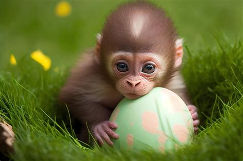 Premium Photo Ai Generated Illustration Of A Tiny Baby Monkey With An