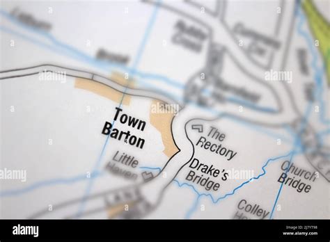 Town Barton Village Devon United Kingdom Colour Atlas Map Town Name