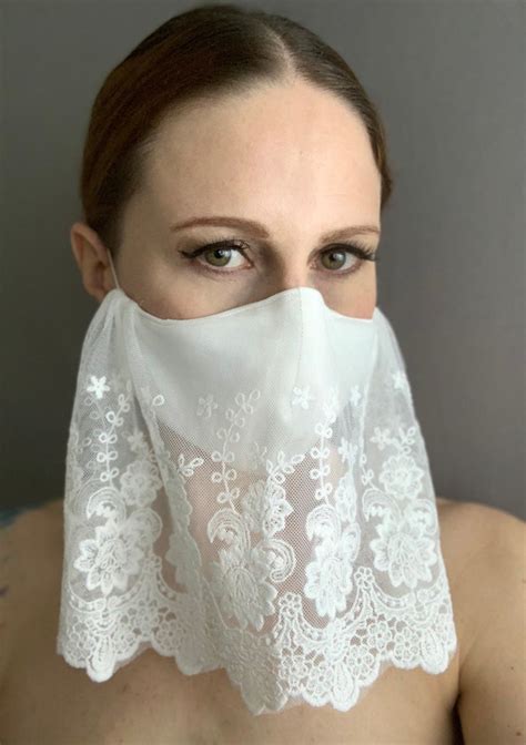 The Salomé White Lace Veil Face Mask 600 Thread Count Bridal Etsy