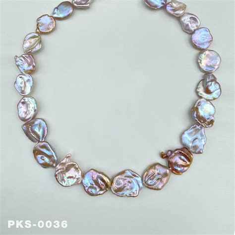 Strand Inch Keshi Freshwater Pearl Necklace Purple Rainbow Color