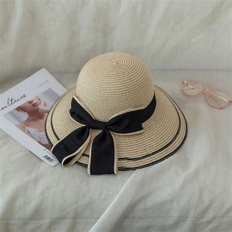 Pikadingnis New Bow Sun Hat Wide Brim Floppy Summer Hats For Women