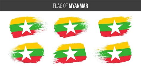 Banderas de Myanmar Trazo de pincel grunge vector ilustración bandera