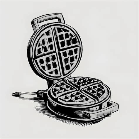 Waffle Iron Ink Sketch Drawing Black And White Engraving Style Vector Illustration Premium Ai