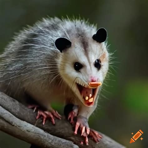 Angry Opossum On A Mangrove Tree At Night On Craiyon