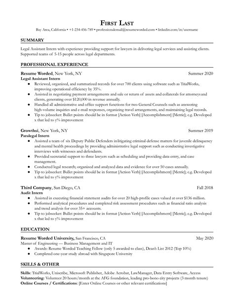 5 Legal Assistant Resume Examples For 2025 Resume Worded